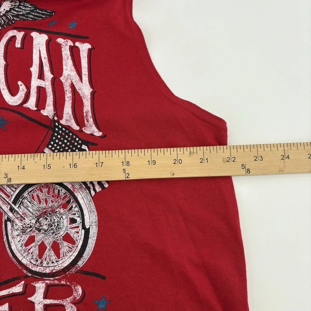 American Rider Powered by Freedom Mens T Shirt SZ Medium Sleeveless Cotton Red